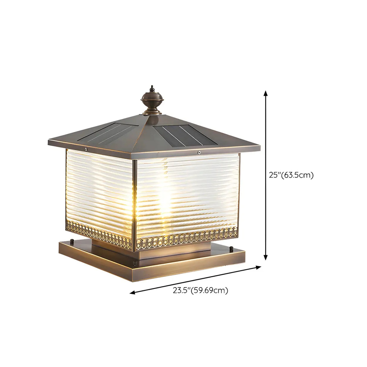Bronze Finish Vintage Square Glass Patio Outdoor Lamp Image - 17