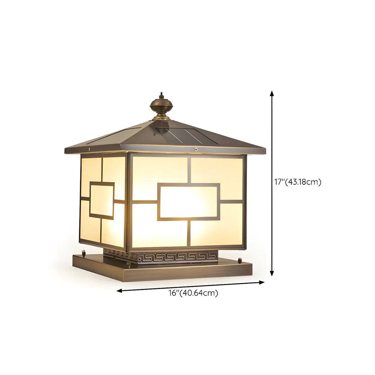 Bronze Finish Vintage Square Glass Patio Outdoor Lamp Image - 20