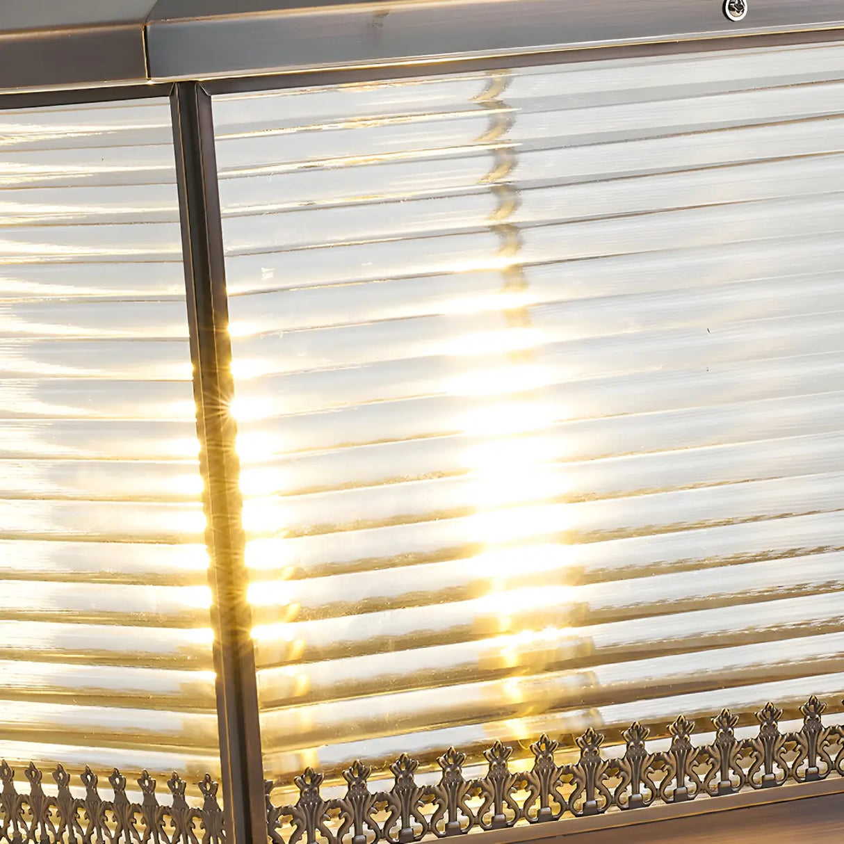 Bronze Finish Vintage Square Glass Patio Outdoor Lamp Image - 9