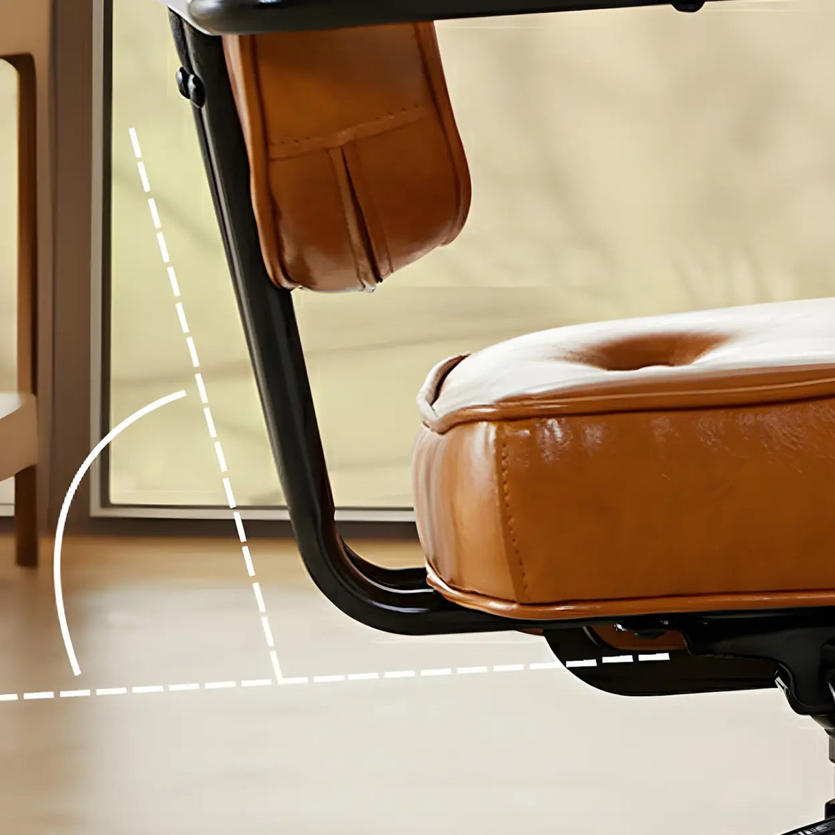 Brown Adjustable Swivel Leather Office Chair with Casters Image - 10