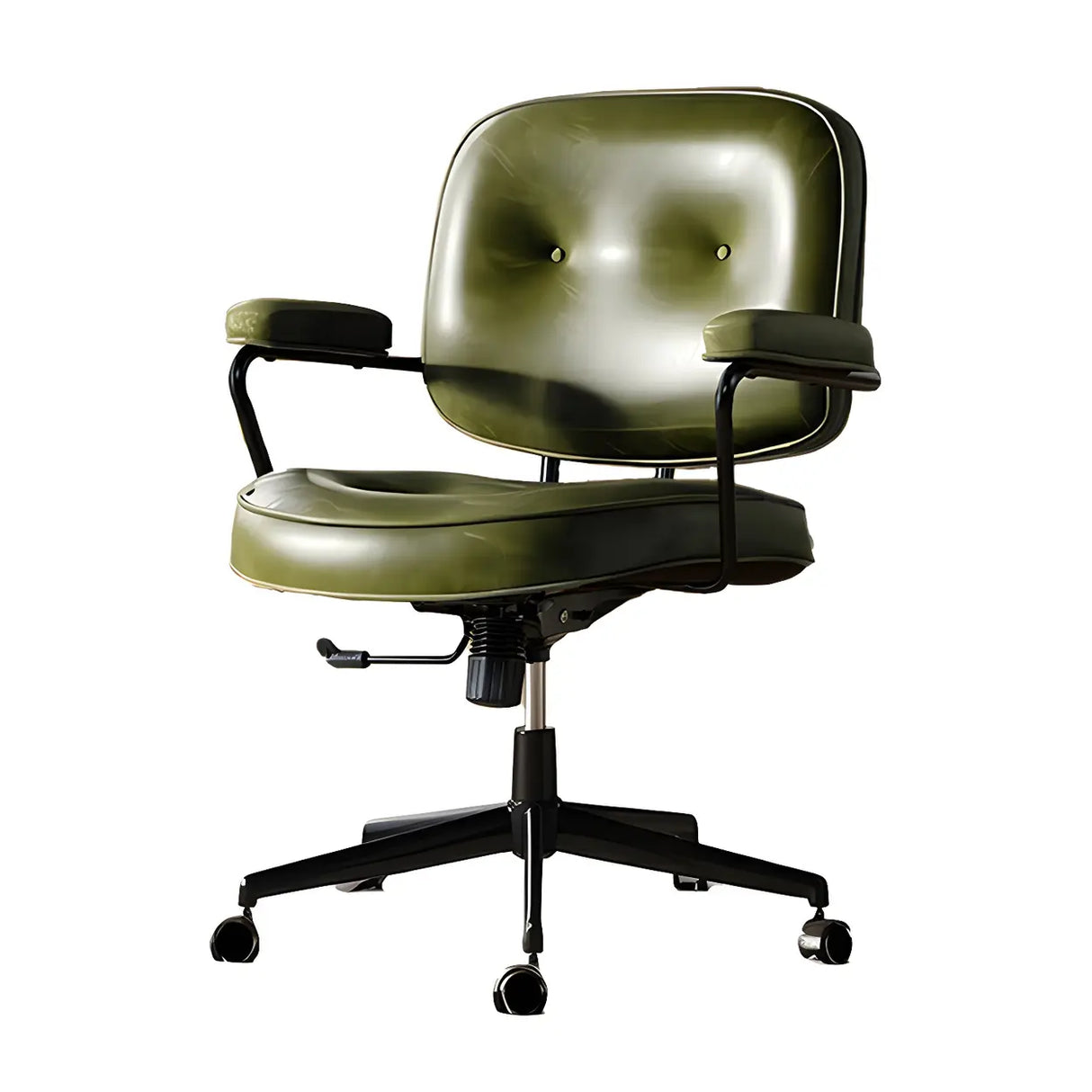 Brown Adjustable Swivel Leather Office Chair with Casters Image - 6