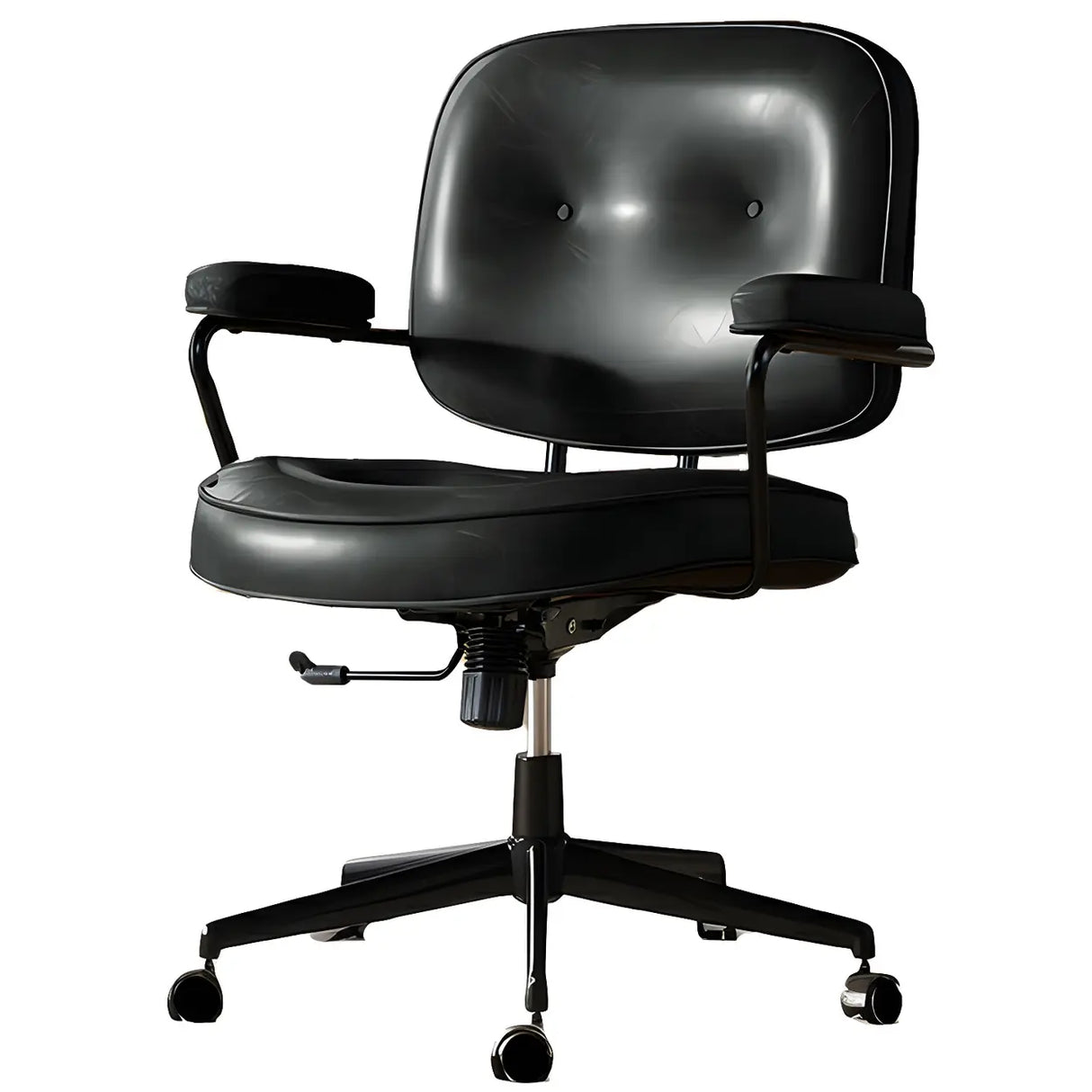 Brown Adjustable Swivel Leather Office Chair with Casters Image - 7