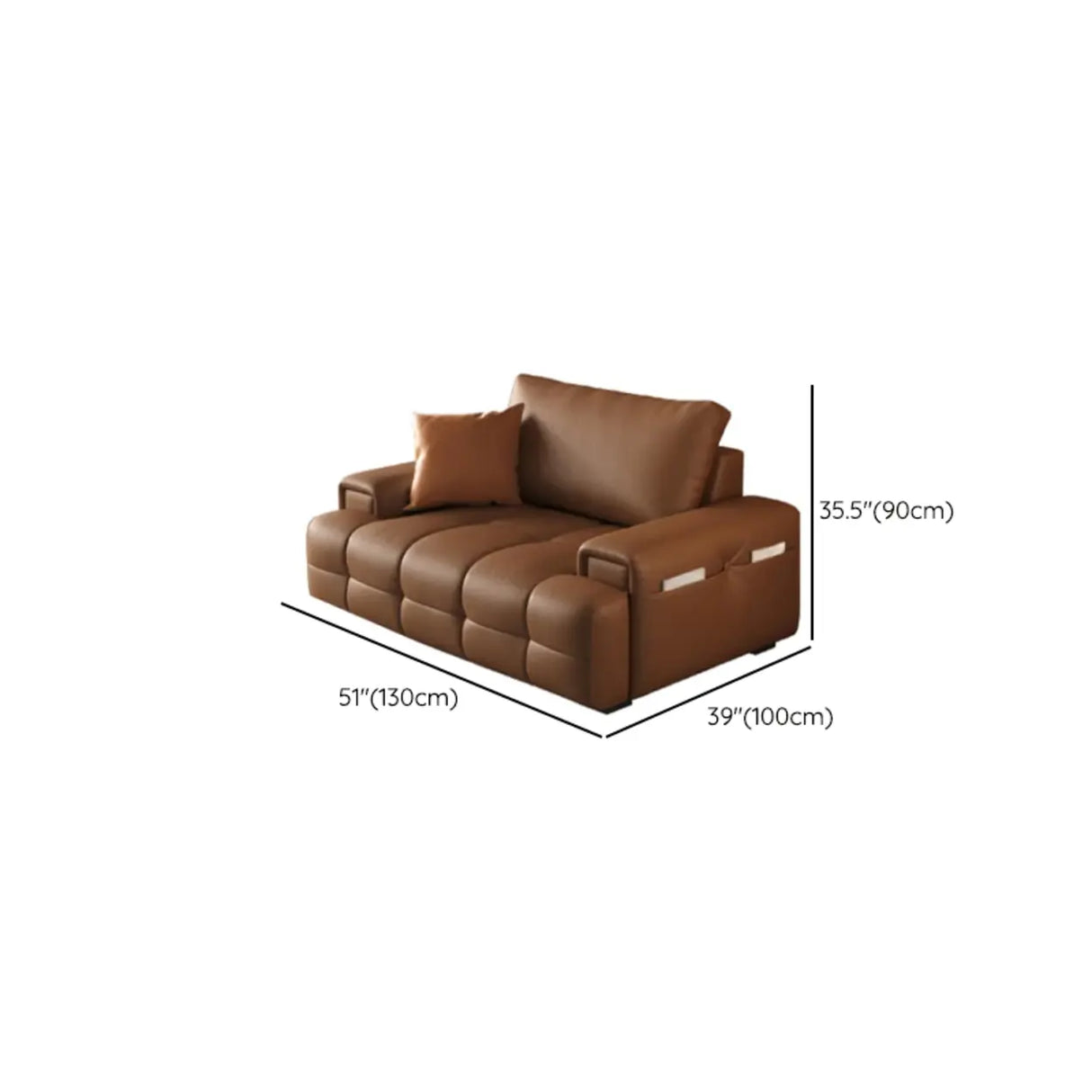 Brown Anti Cat Scratch Leather Storage Extra Long Sofa