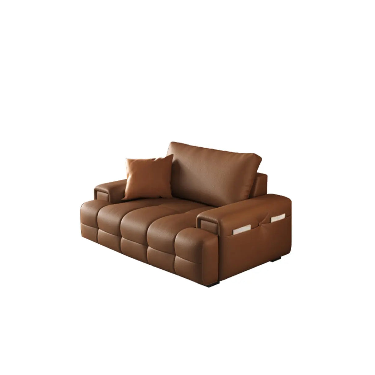 Brown Anti Cat Scratch Leather Storage Extra Long Sofa Image - 2