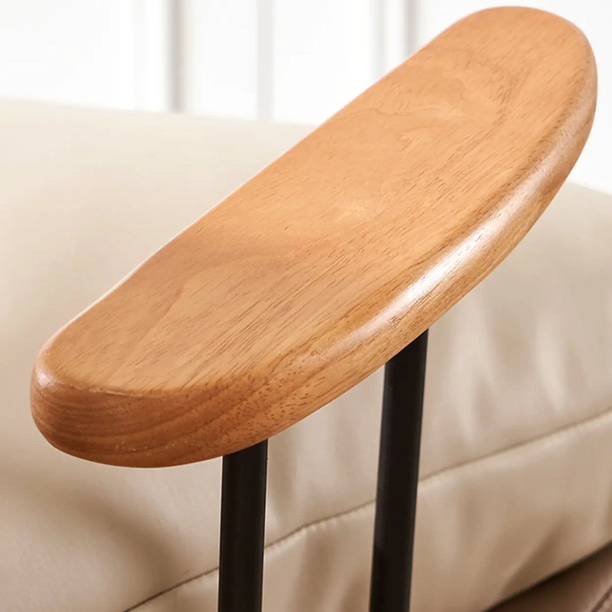 Brown Beige Track Arms Rocking Chair with Slipcover Image - 12