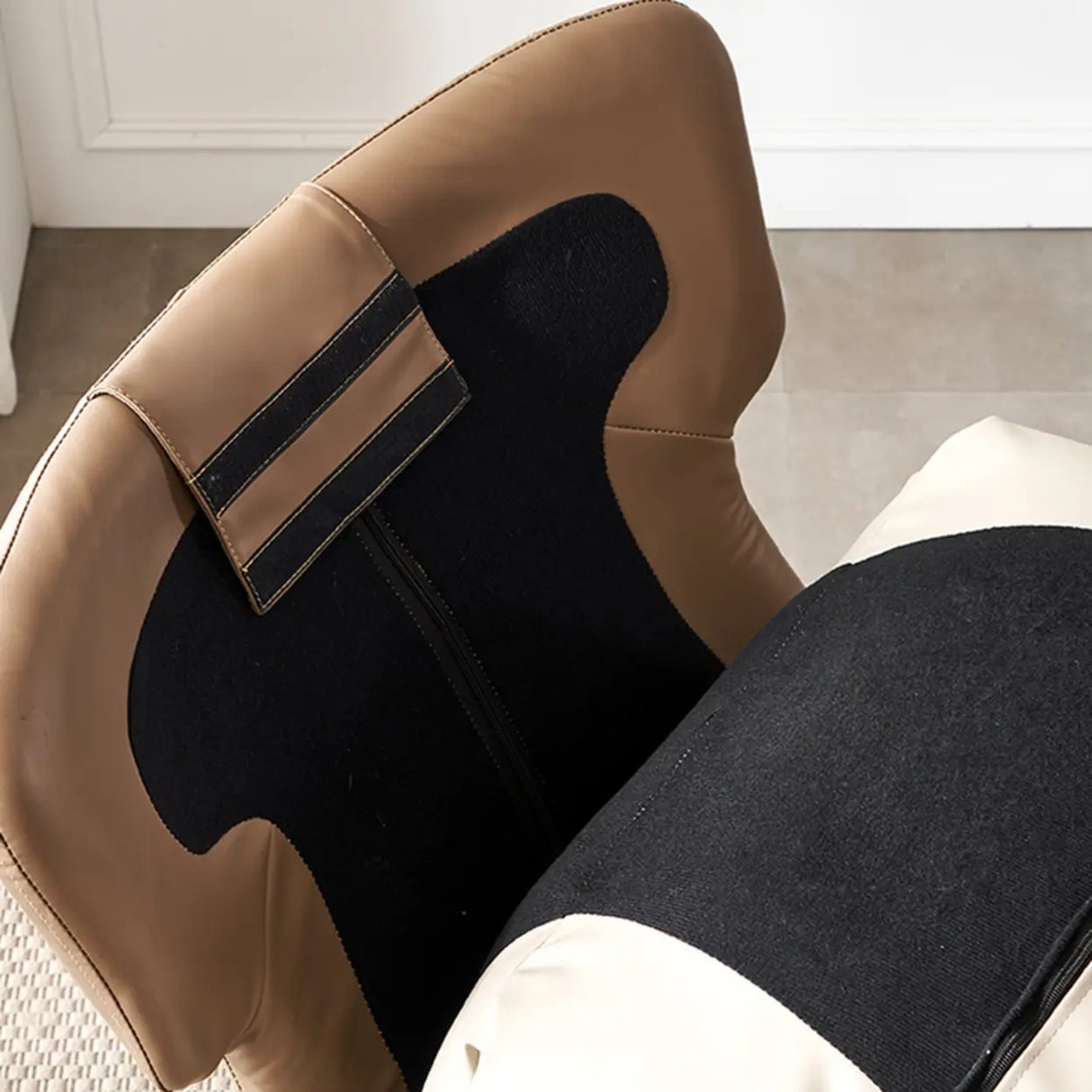 Brown Beige Track Arms Rocking Chair with Slipcover Image - 8