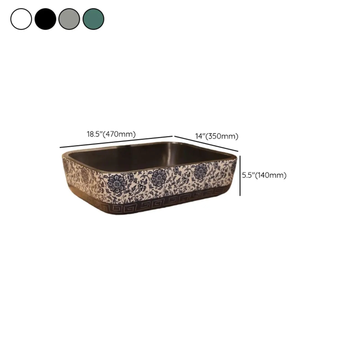 Brown Ceramic Rectangular Center Trapway Vessel Sink Image - 16