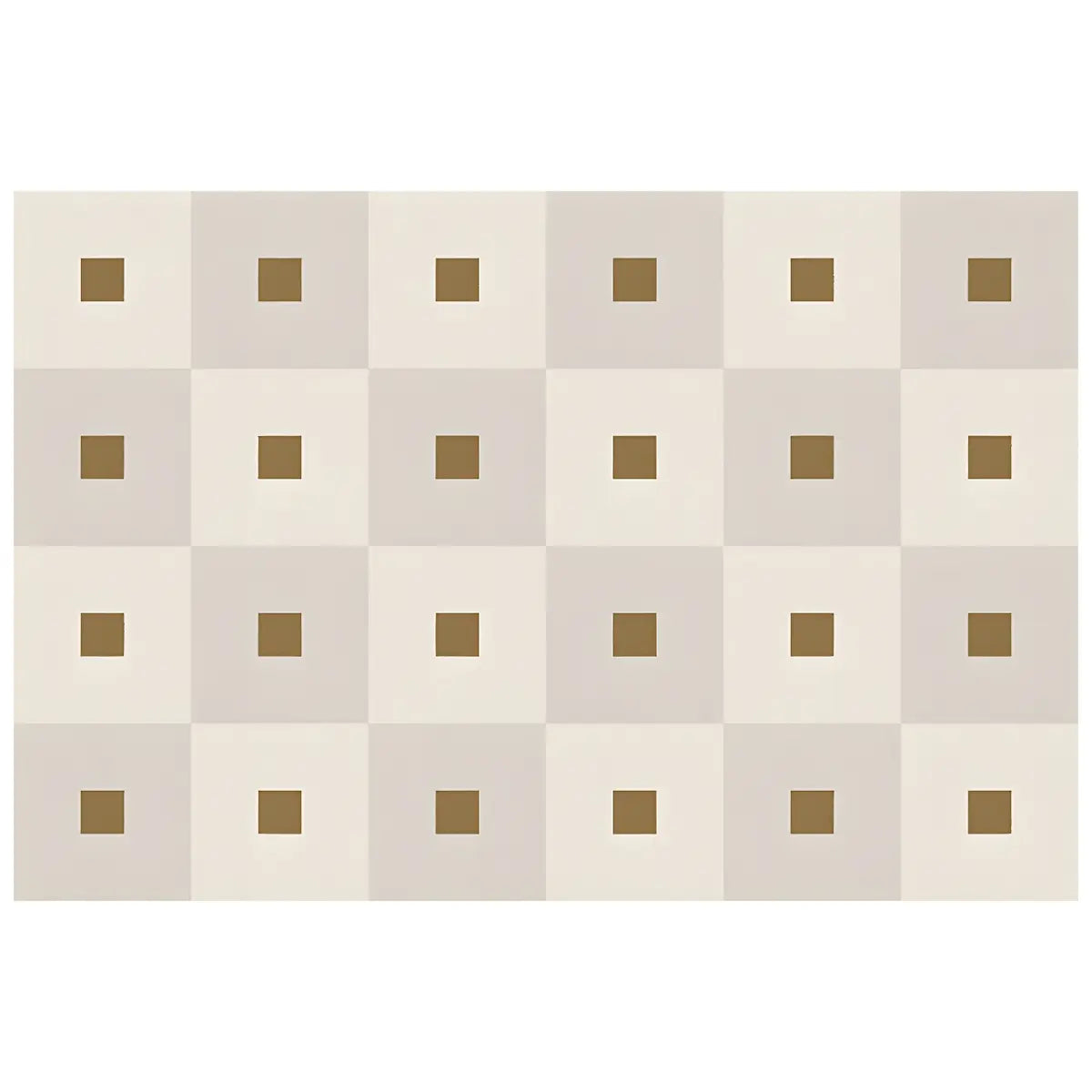 Brown Checkered Wool-Look Beige Rectangular Area Rug Image - 5