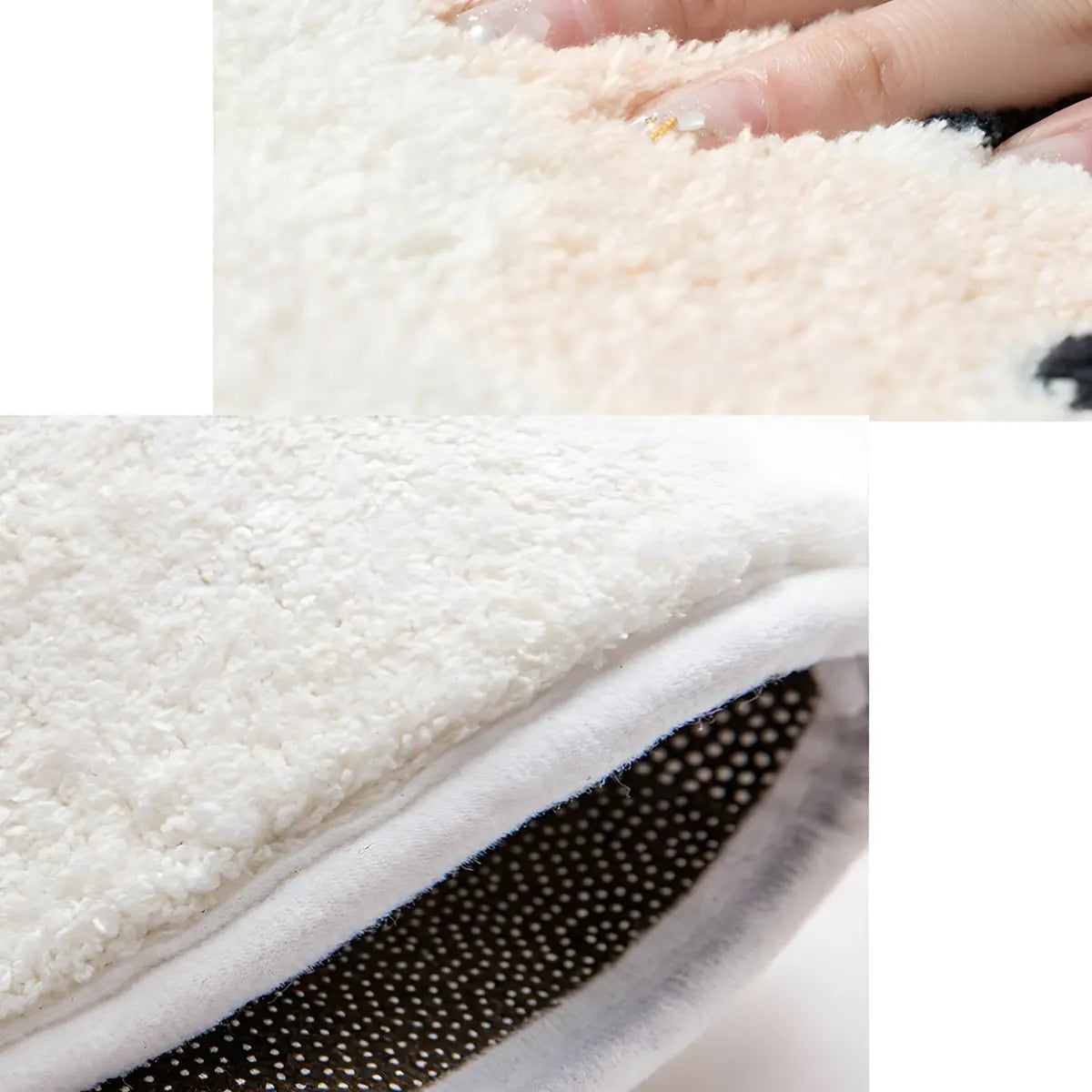 Brown Checkered Wool-Look Beige Rectangular Area Rug Image - 6