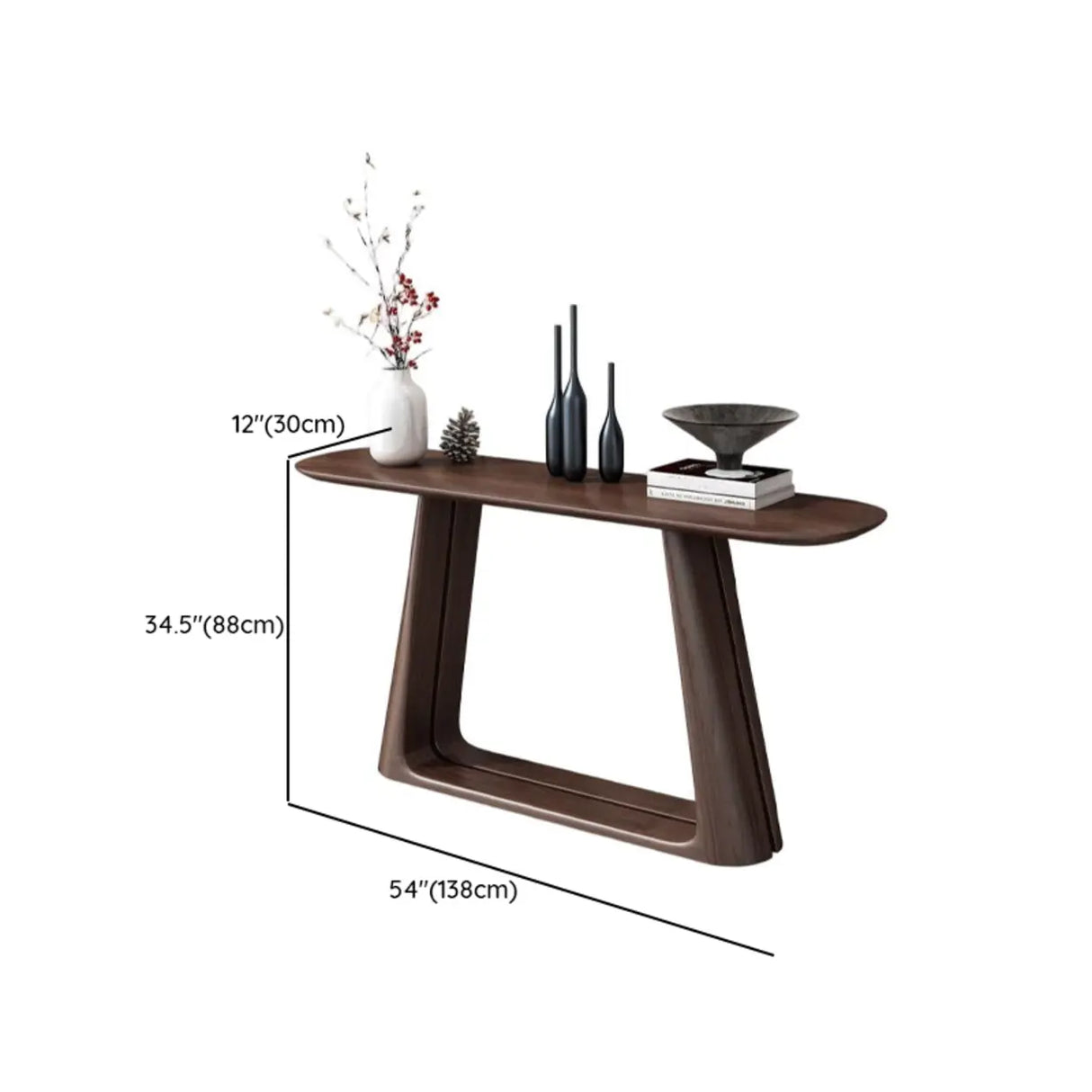 Brown Entryway Curved Pine Dark Wood Console Table Image - 13