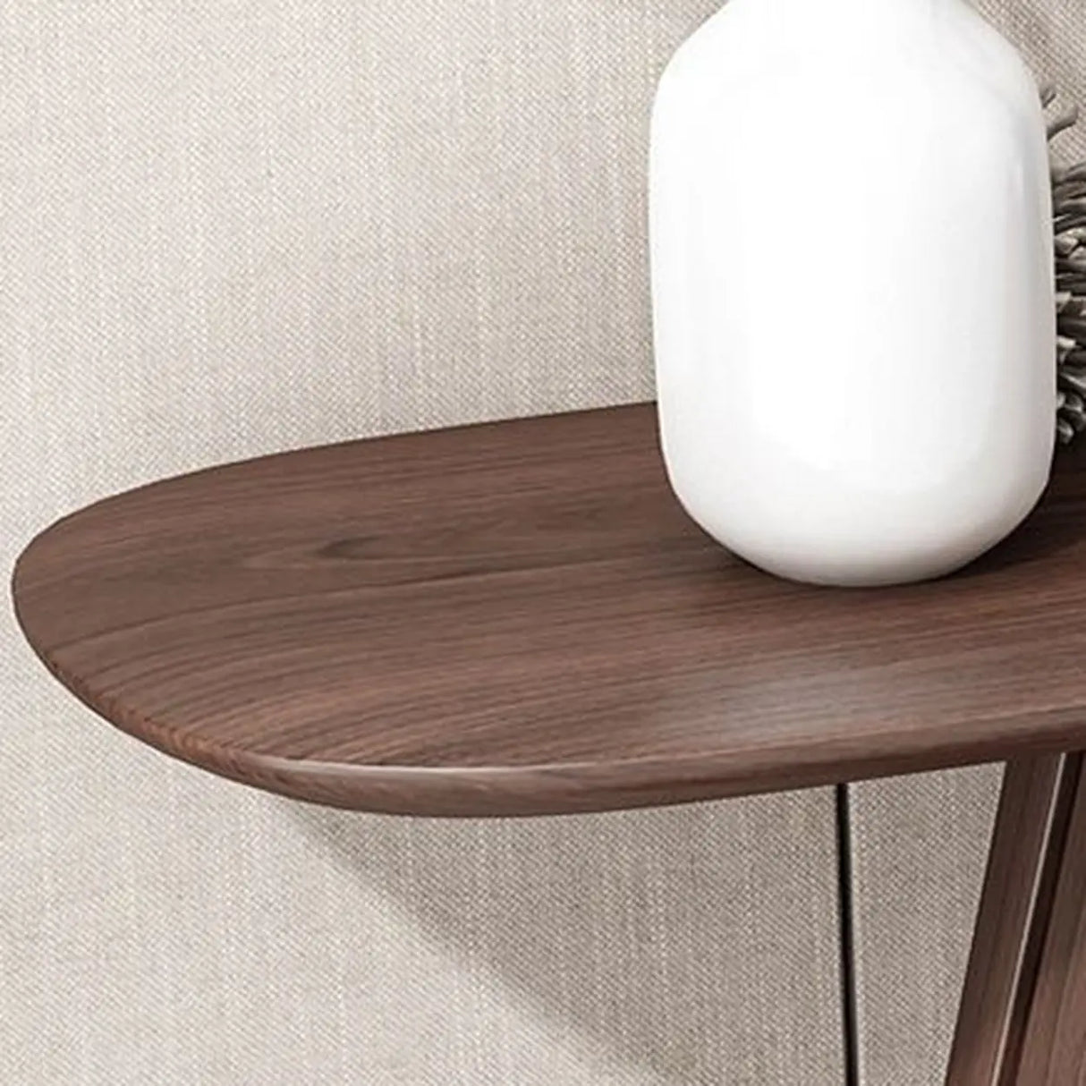 Brown Entryway Curved Pine Dark Wood Console Table Image - 8