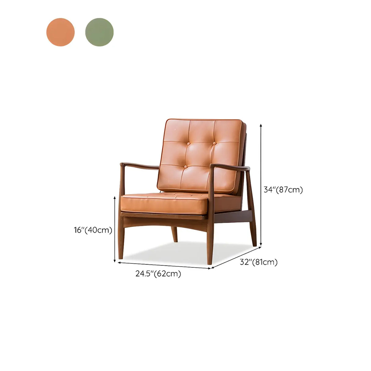 Brown Faux Leather Cushion Back Tufted Arm Chair