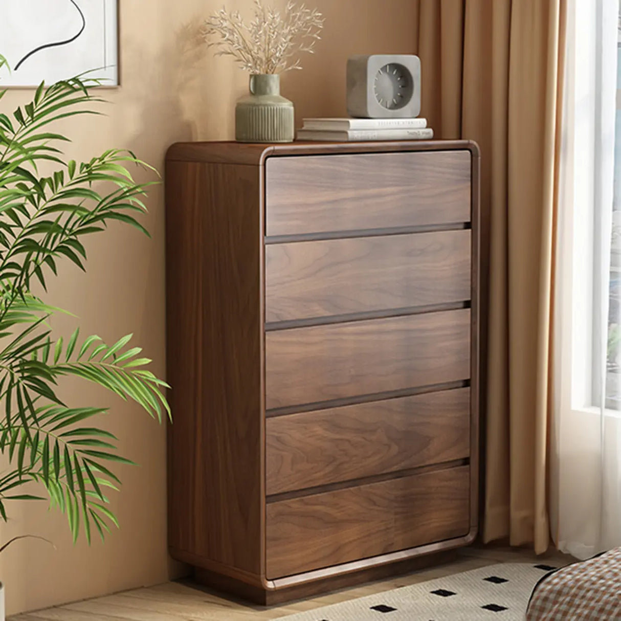 Brown Finish Wood Storage Dresser for Drawers Image - 12