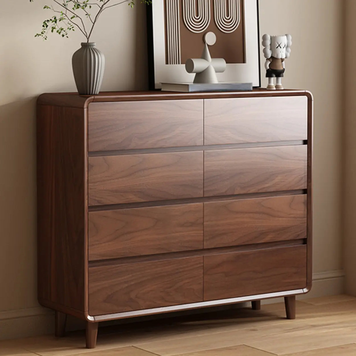 Brown Finish Wood Storage Dresser for Drawers Image - 2