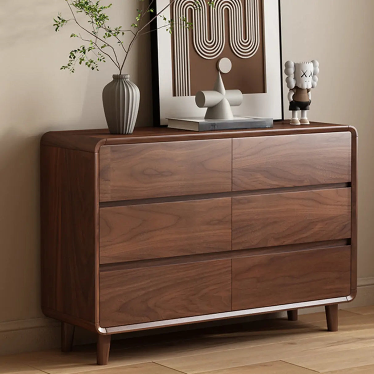 Brown Finish Wood Storage Dresser for Drawers Image - 5