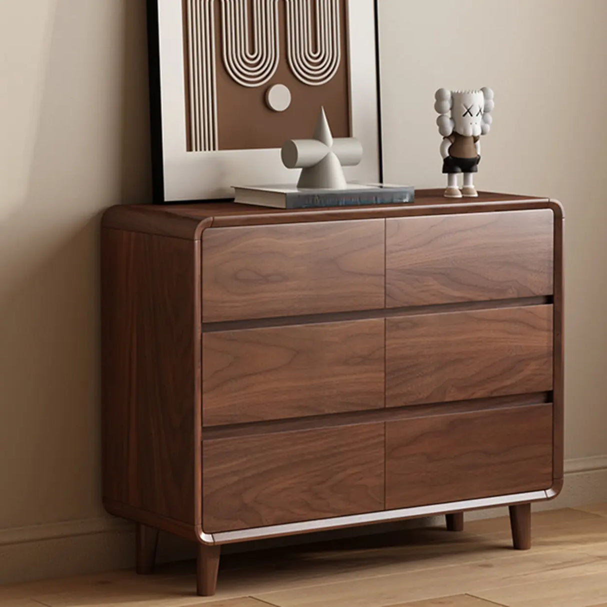 Brown Finish Wood Storage Dresser for Drawers Image - 9