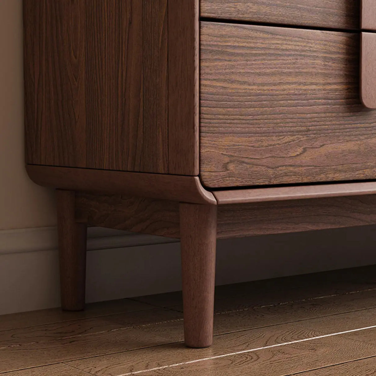 Brown Finish Wooden Rectangular Dresser for Drawers Image - 10