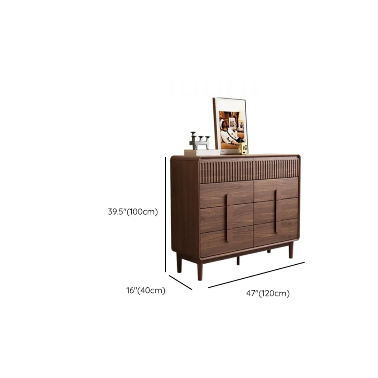 Brown Finish Wooden Rectangular Dresser for Drawers