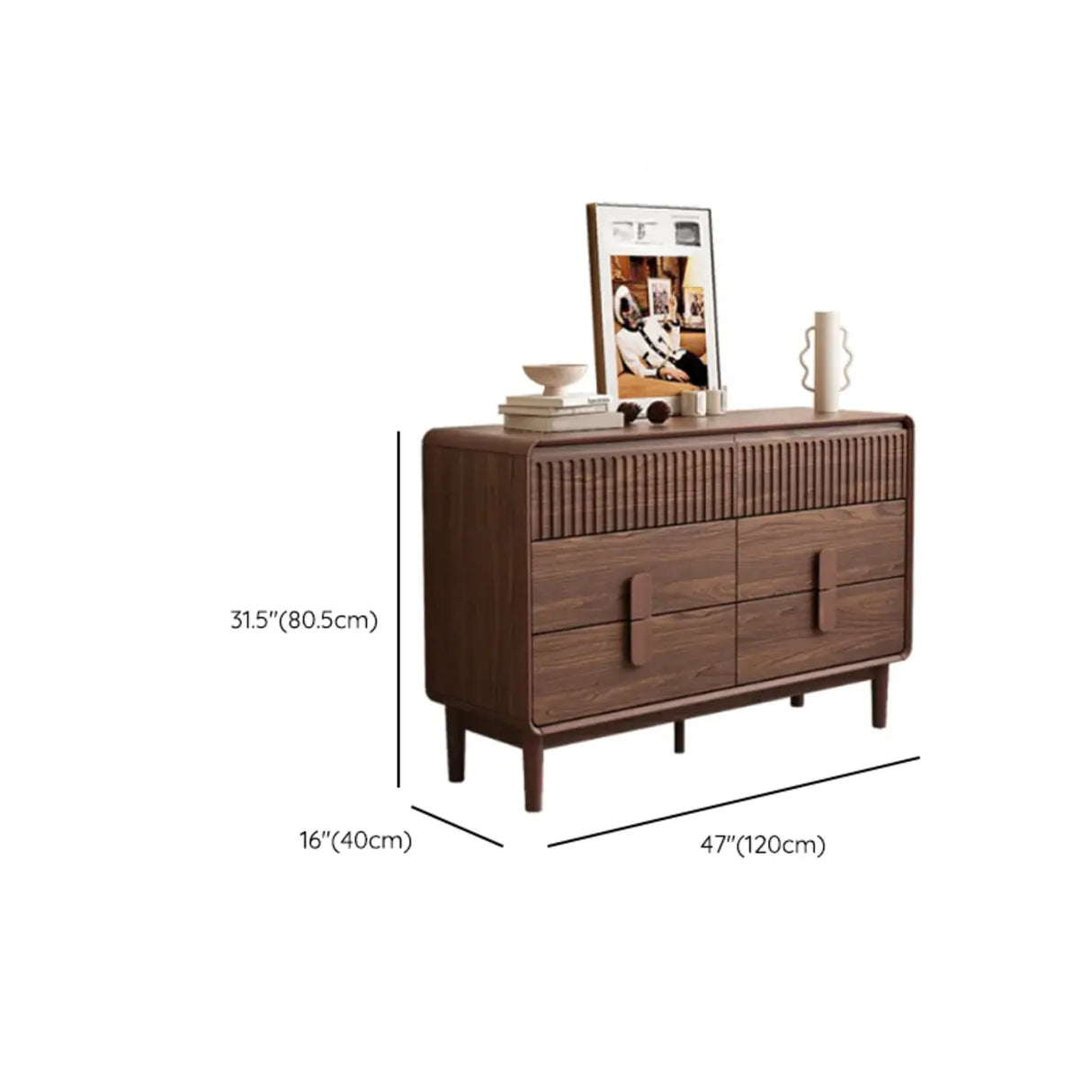 Brown Finish Wooden Rectangular Dresser for Drawers Image - 14