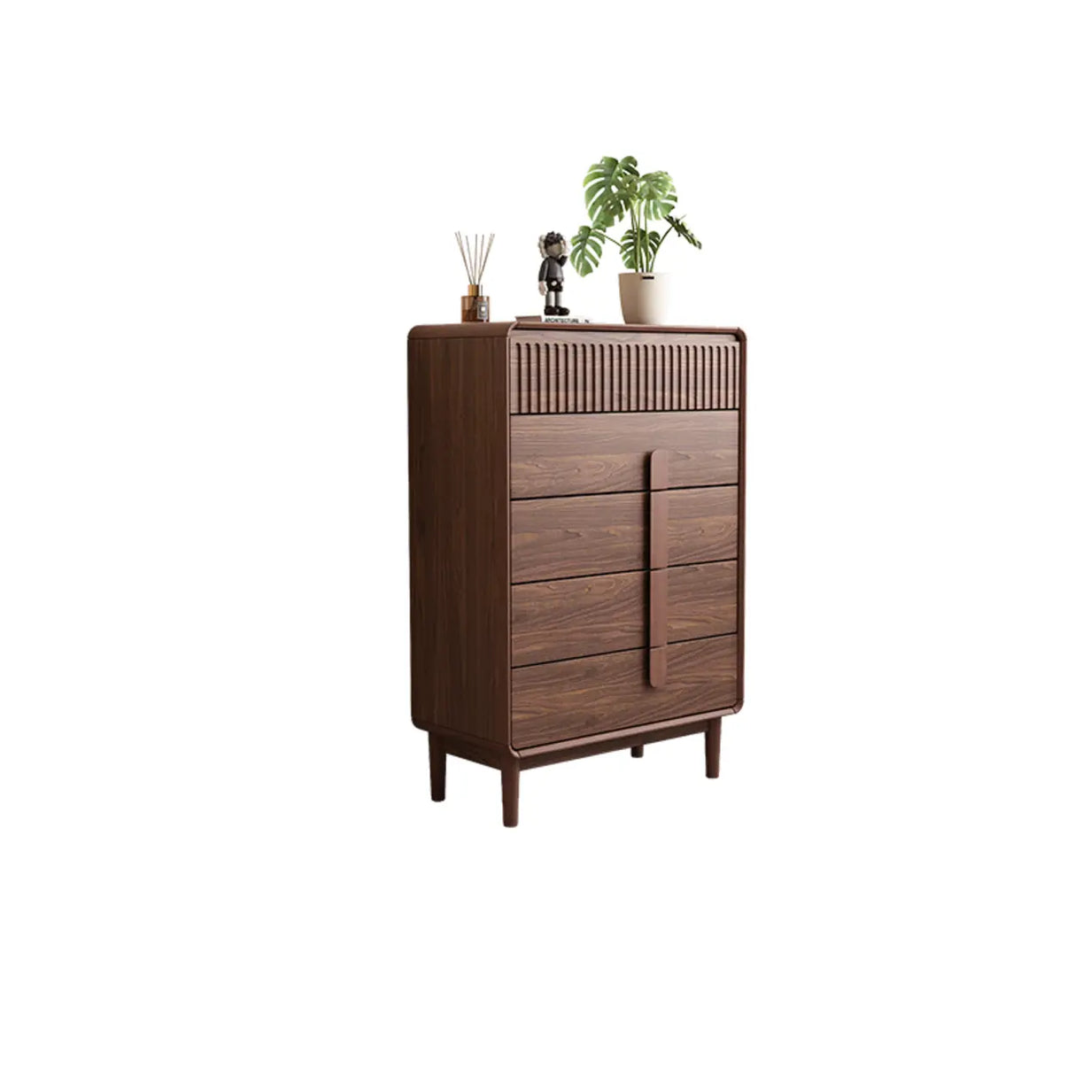 Brown Finish Wooden Rectangular Dresser for Drawers Image - 3