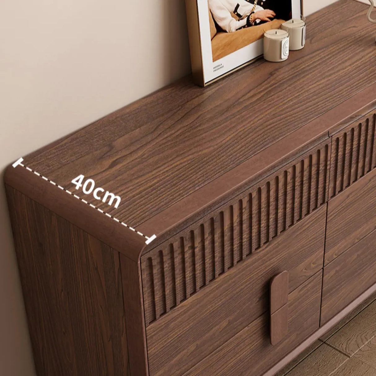 Brown Finish Wooden Rectangular Dresser for Drawers Image - 9