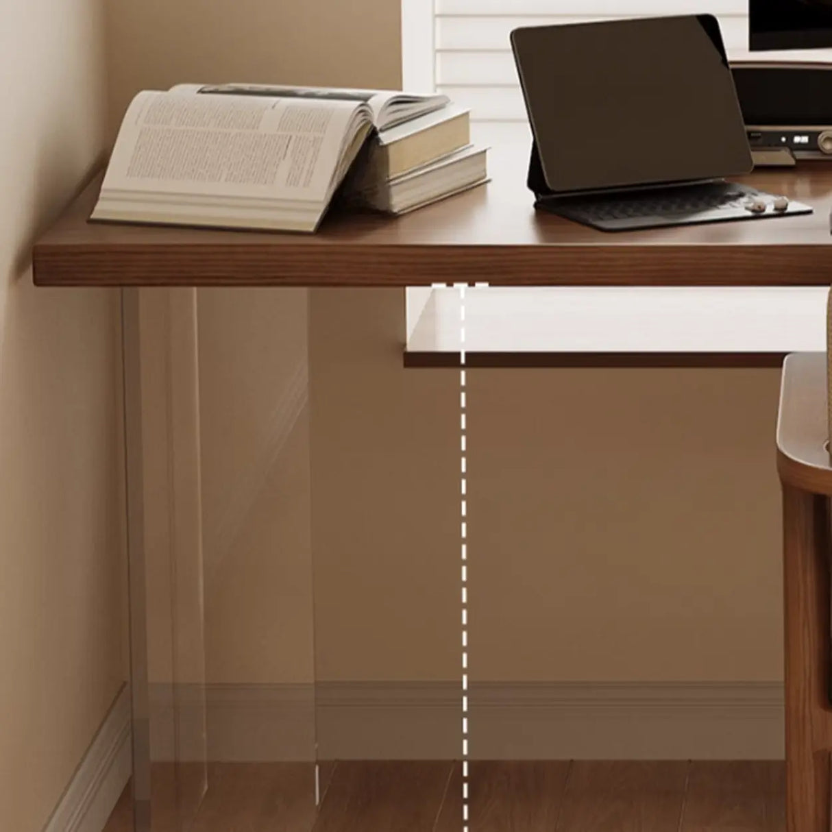 Brown Free From Standard Wood Writing Desk with Storage Image - 11