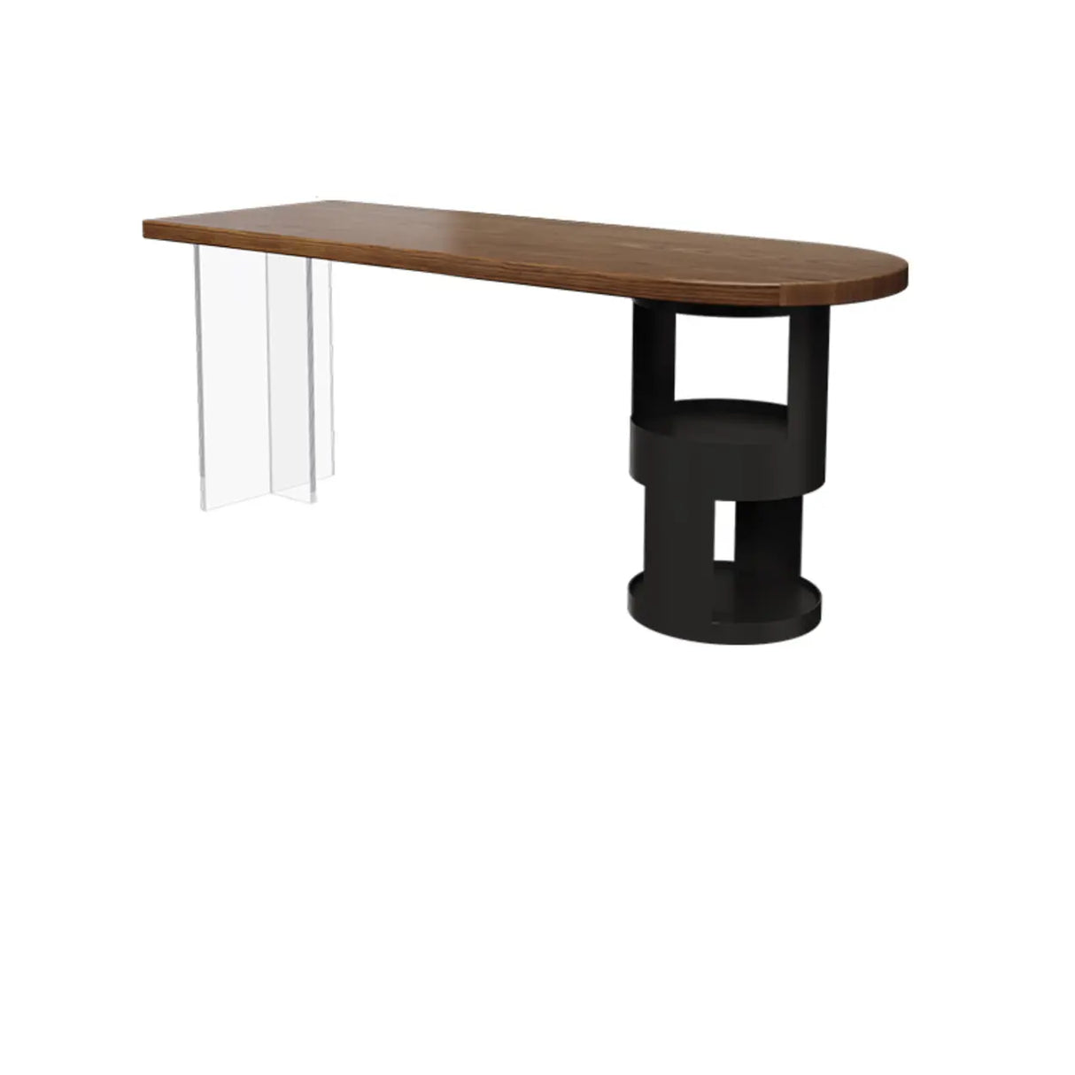 Brown Free From Standard Wood Writing Desk with Storage Image - 3