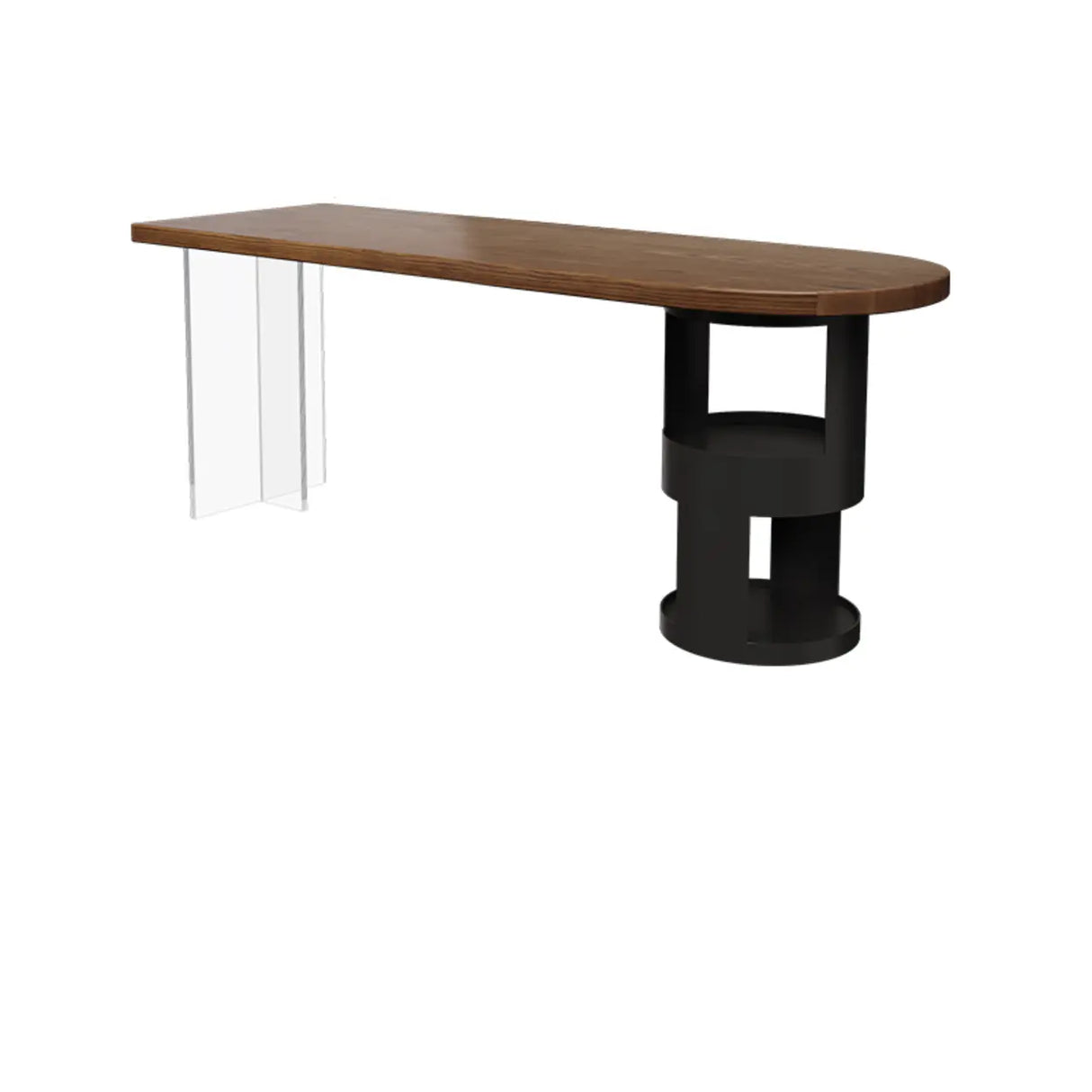 Brown Free From Standard Wood Writing Desk with Storage Image - 5