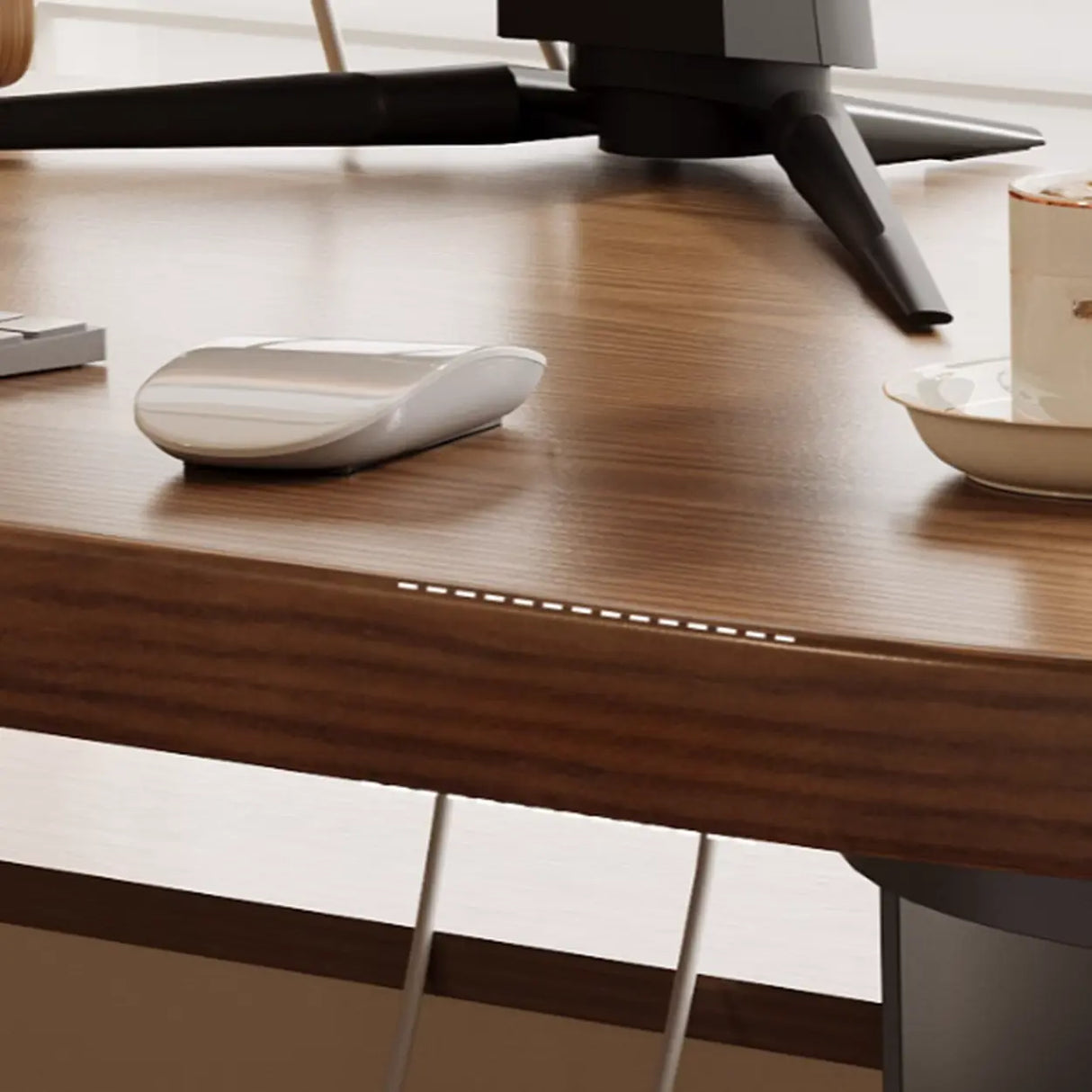 Brown Free From Standard Wood Writing Desk with Storage Image - 9