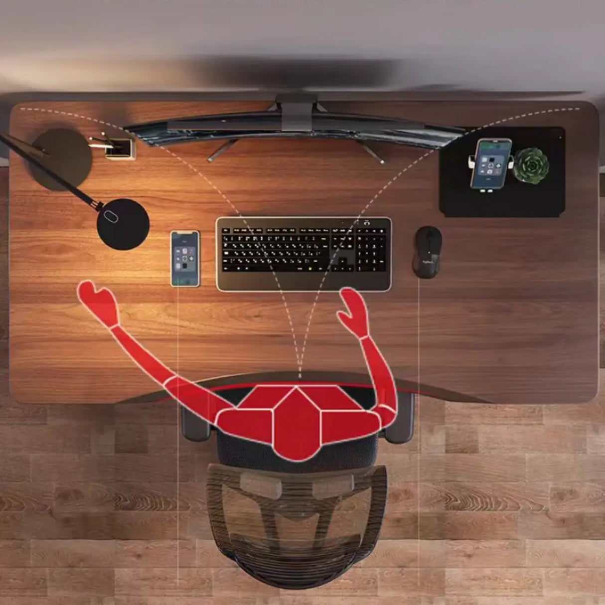 Brown Free From Wooden Height Adjustable Computer Desk Image - 6