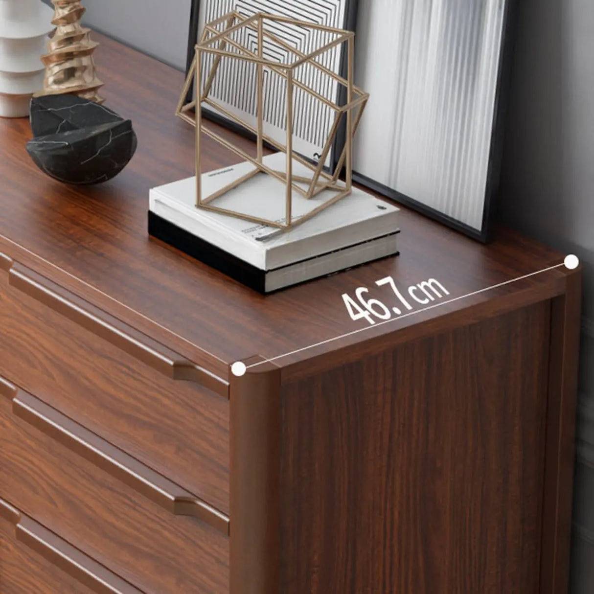 Brown Horizontal Wooden Dresser for Ten Drawers Image - 10