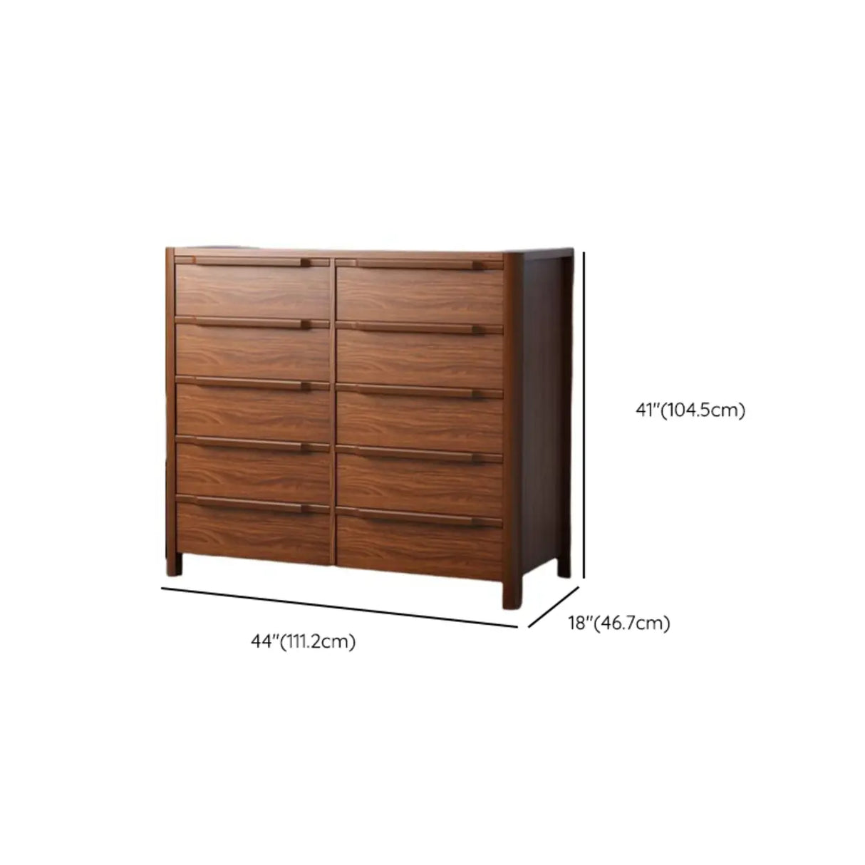 Brown Horizontal Wooden Dresser for Ten Drawers Image - 13