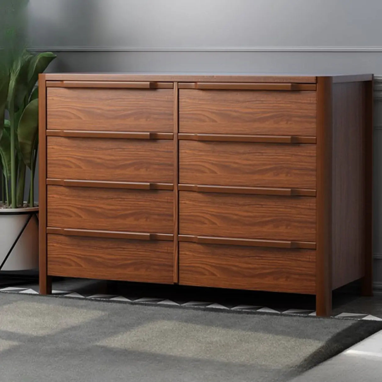 Brown Horizontal Wooden Dresser for Ten Drawers Image - 3