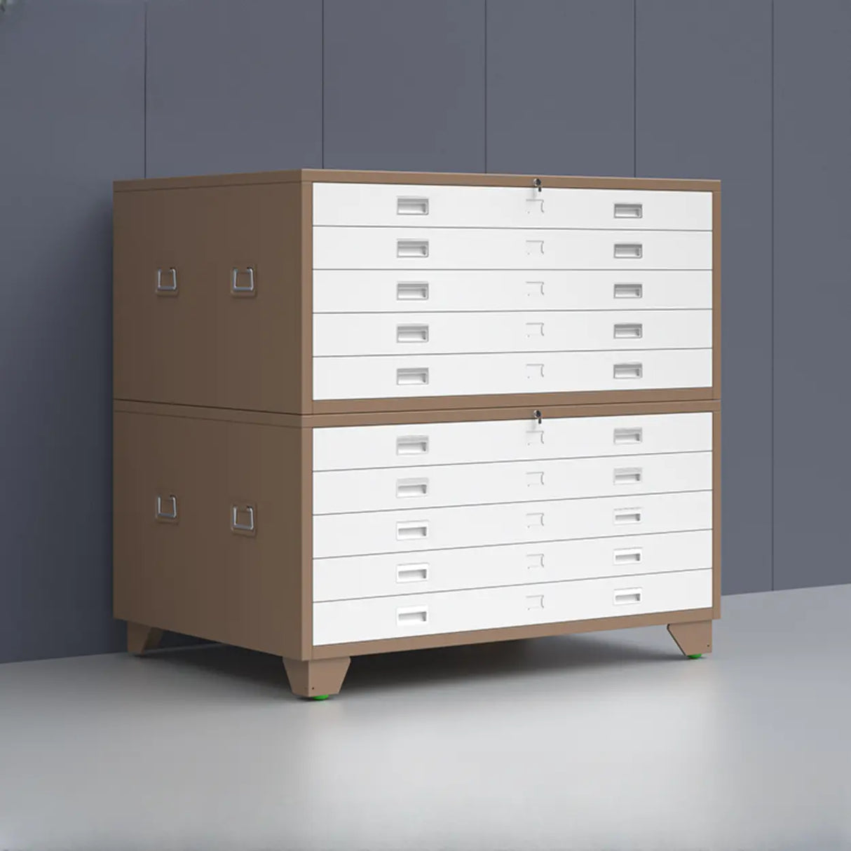 Brown Lateral Steel Small Lockable Filing Cabinets Image - 1