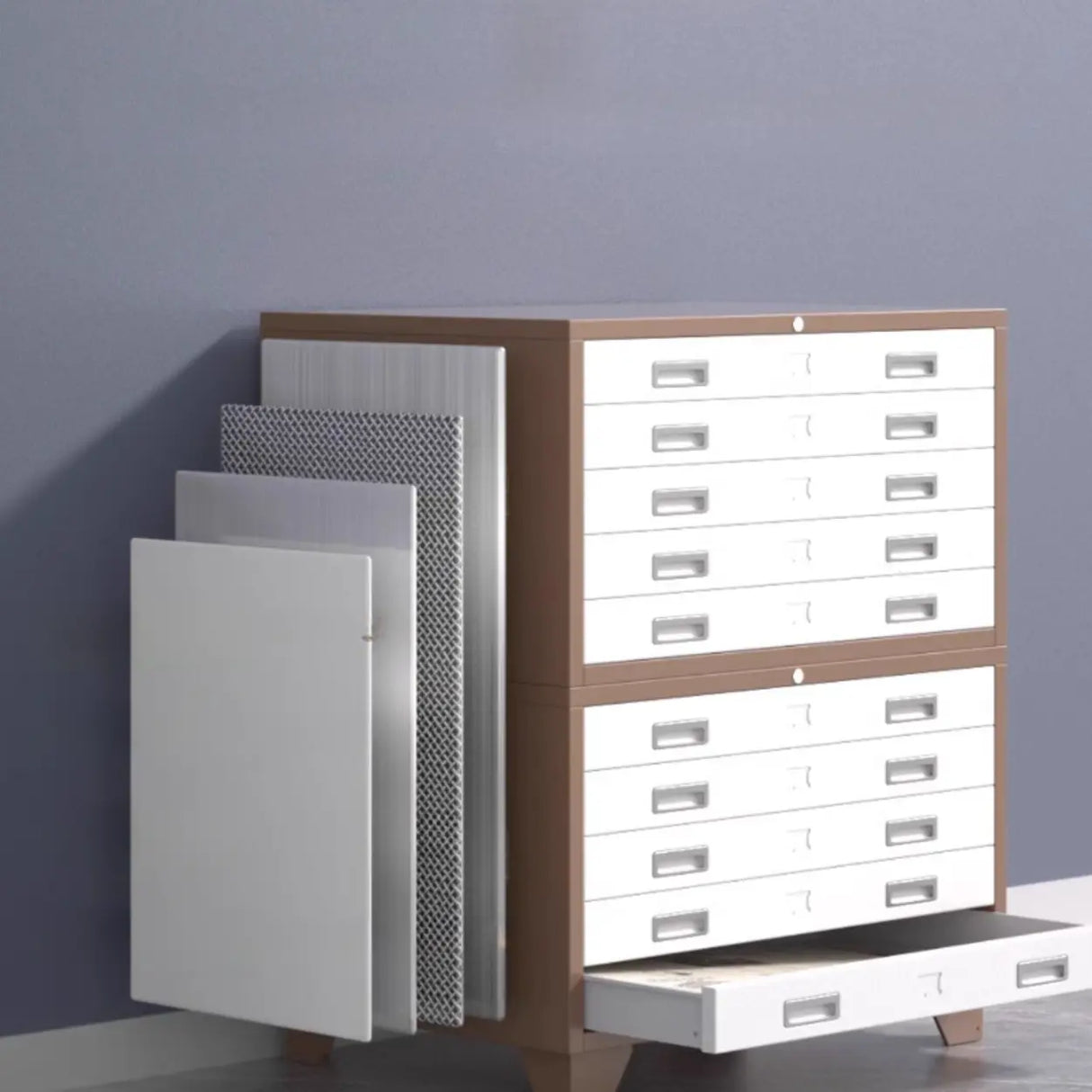 Brown Lateral Steel Small Lockable Filing Cabinets Image - 15