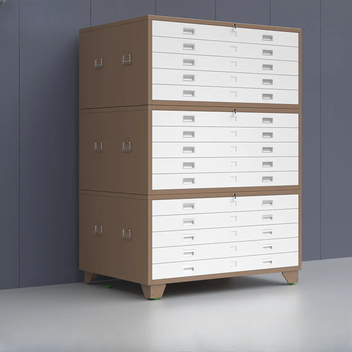 Brown Lateral Steel Small Lockable Filing Cabinets Image - 2