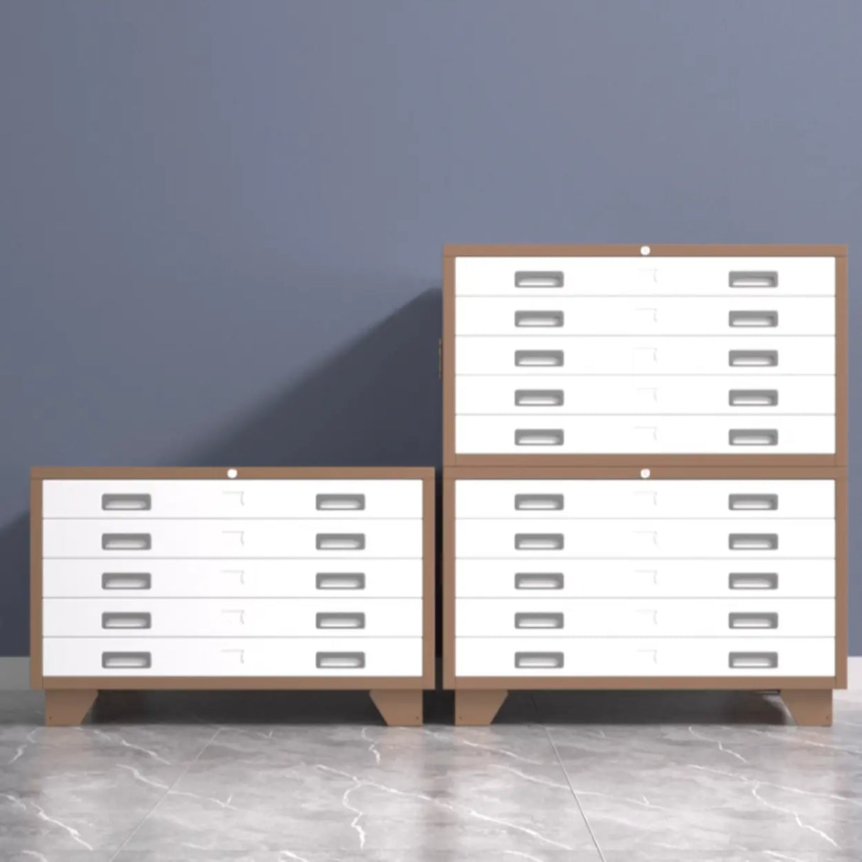 Brown Lateral Steel Small Lockable Filing Cabinets Image - 4