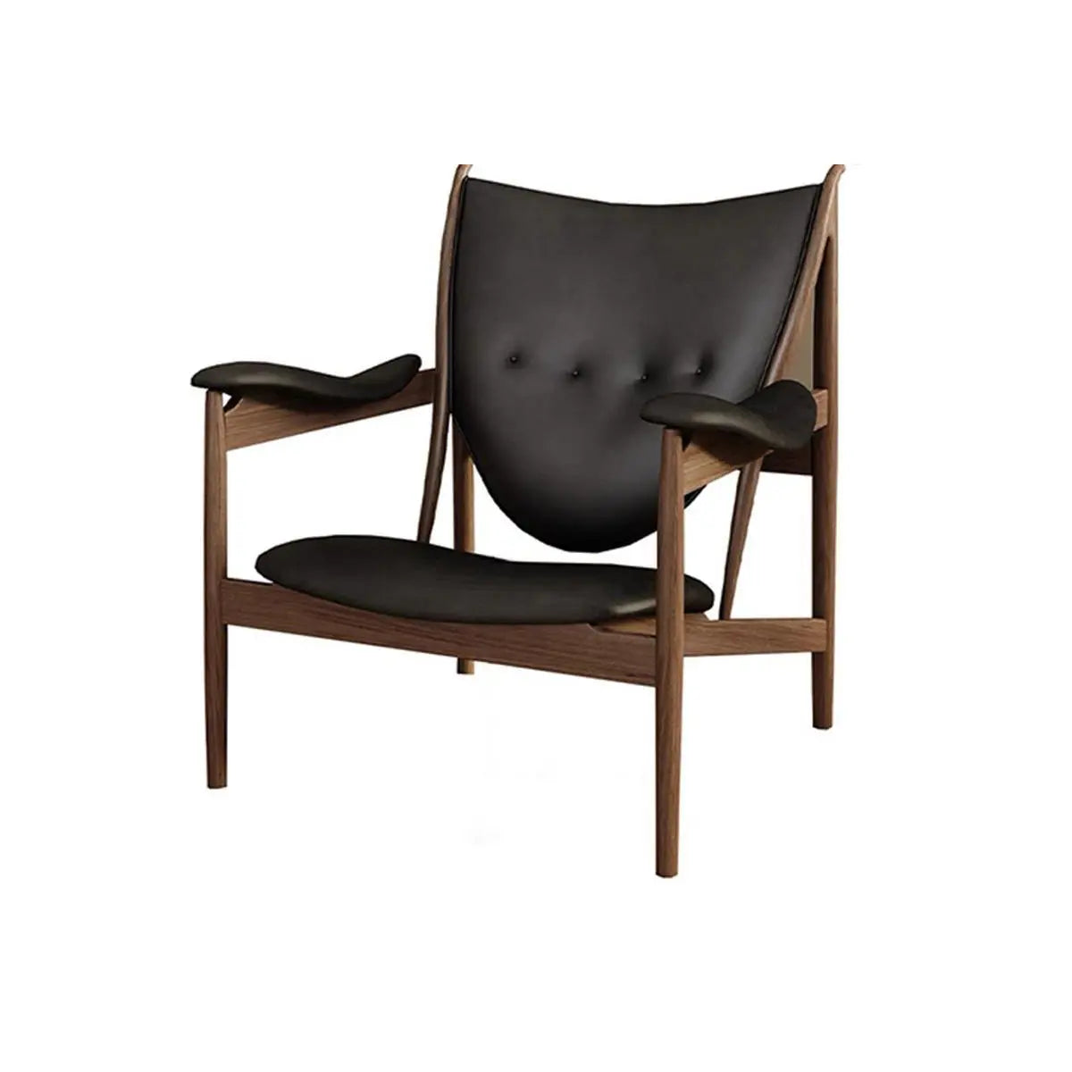 Brown Leather Fixed Back Arm Chair with Four Legs Image - 2