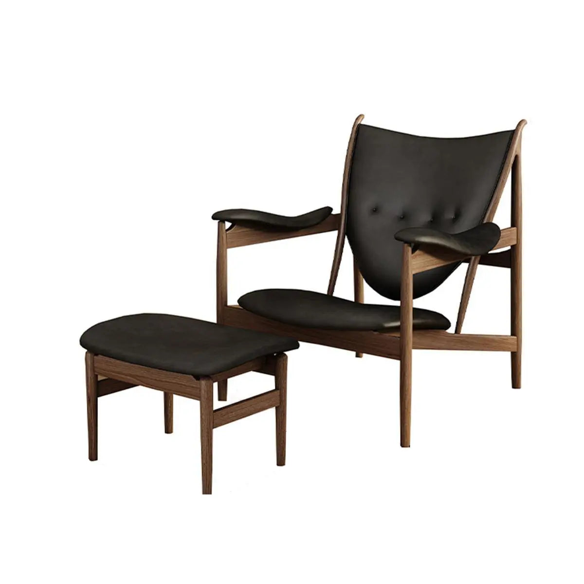 Brown Leather Fixed Back Arm Chair with Four Legs Image - 5