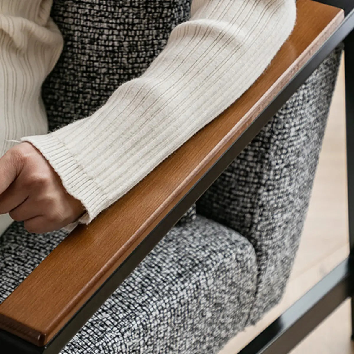 Brown Leather Pillow Back Metal Four Legs Arm Chair Image - 15