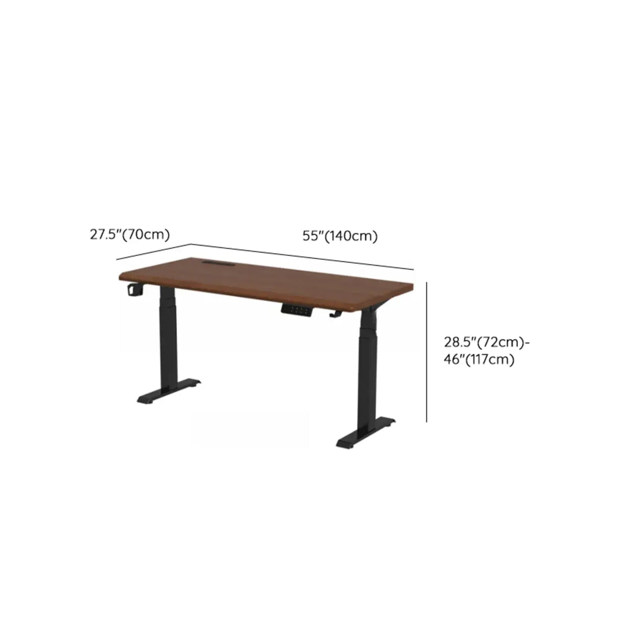 Brown Long Standard Ergonomic Walnut Computer Desk Image - 11