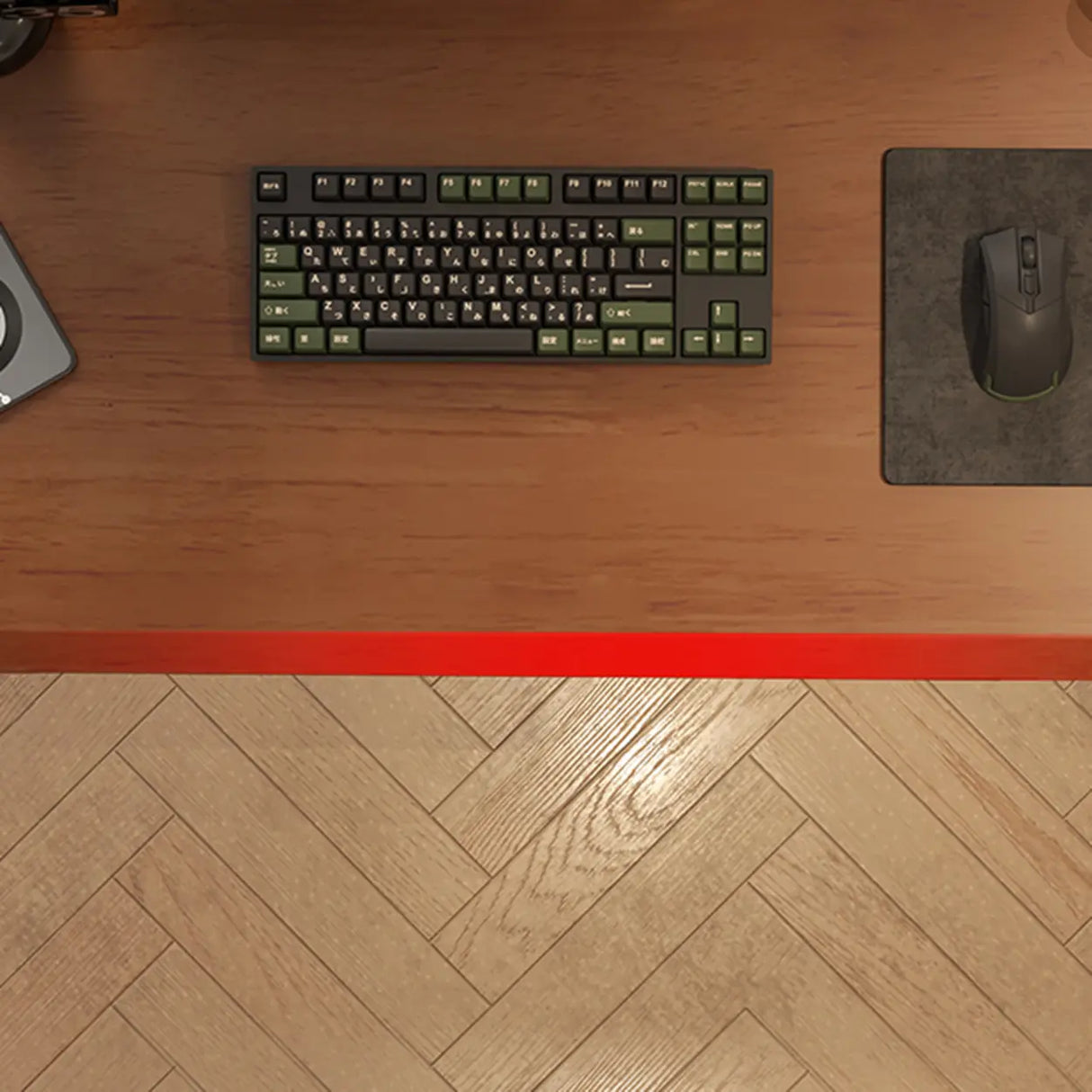 Brown Long Standard Ergonomic Walnut Computer Desk Image - 3