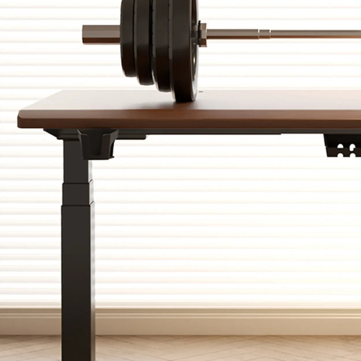 Brown Long Standard Ergonomic Walnut Computer Desk Image - 4