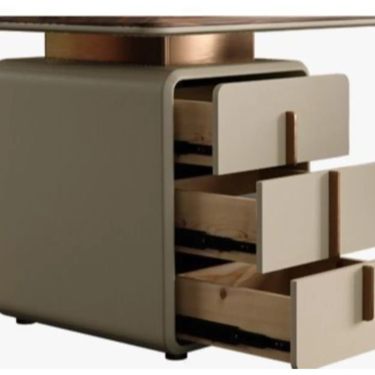 Brown Long Standard Walnut Computer Desk with Storage Image - 6