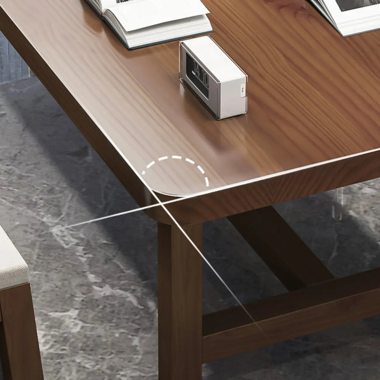 Brown Long Standard Wooden Multi-person Conference Desk Image - 3