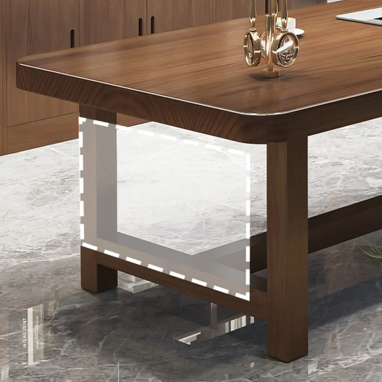 Brown Long Standard Wooden Multi-person Conference Desk Image - 4