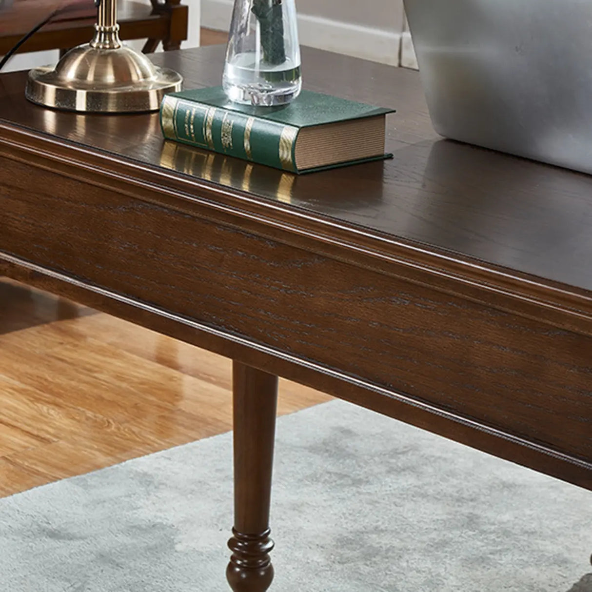 Brown Medium Standard Wooden Computer Desk with Drawers Image - 10