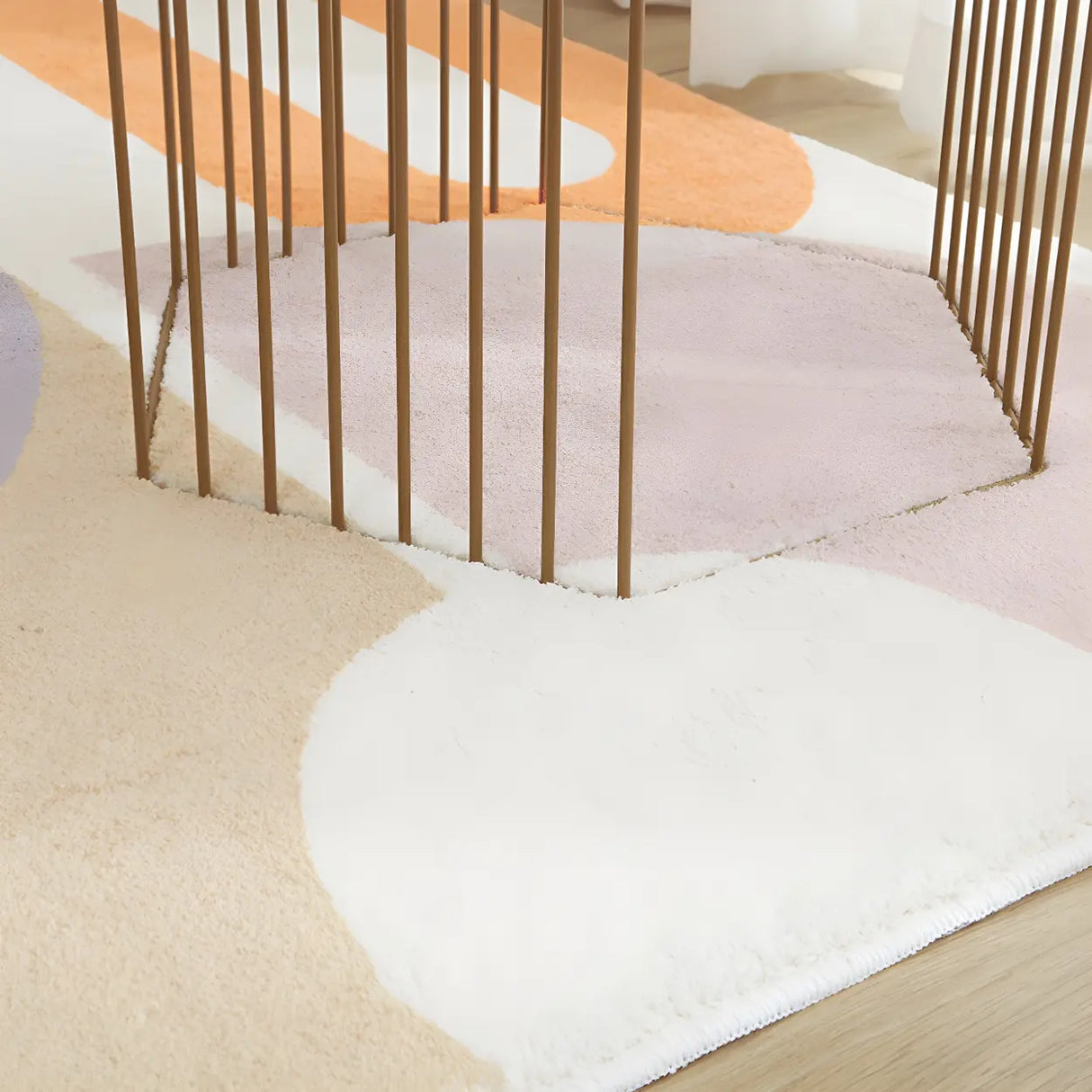 Brown Modern Checkered Polyester Non-Slip Area Rug Image - 12