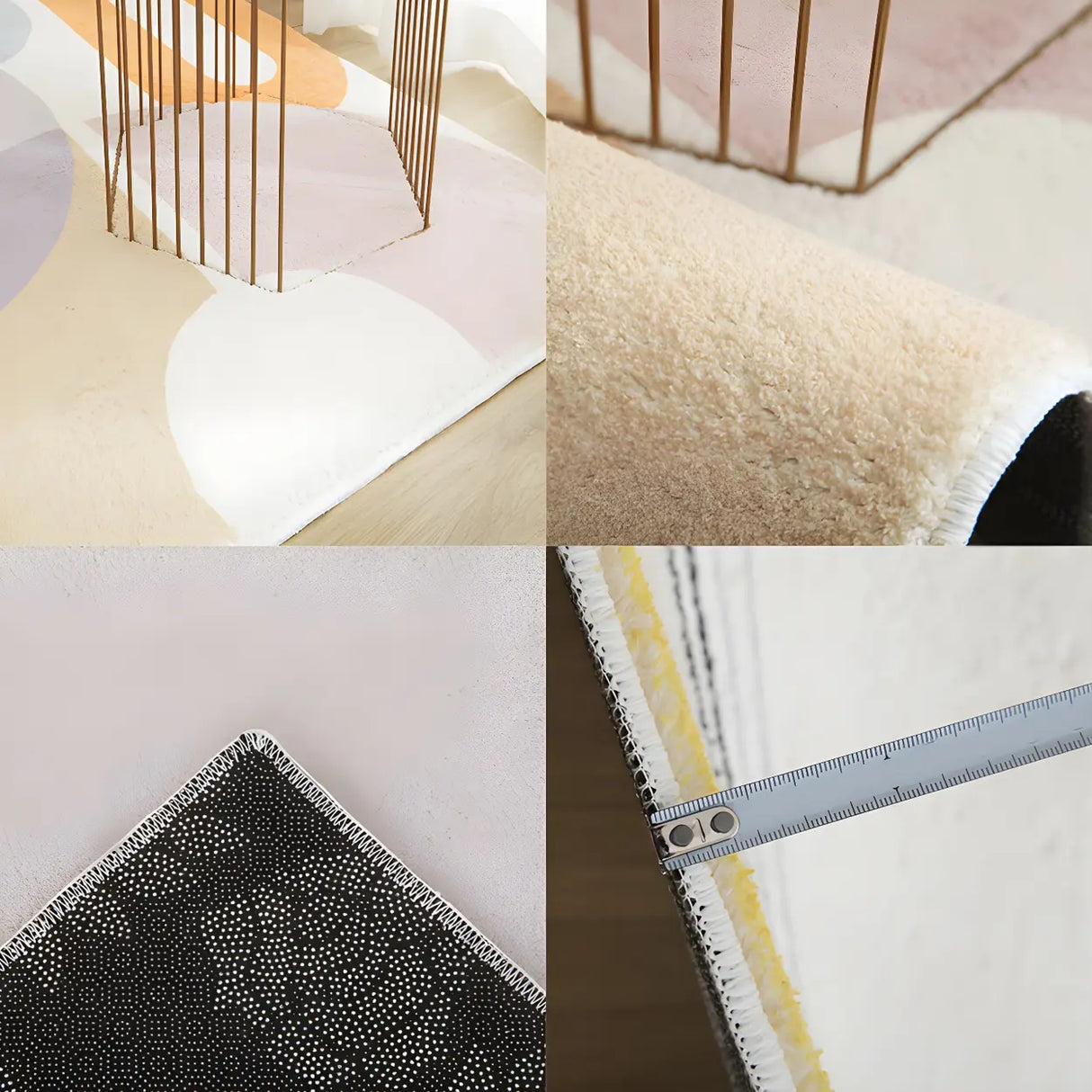 Brown Modern Checkered Polyester Non-Slip Area Rug Image - 13