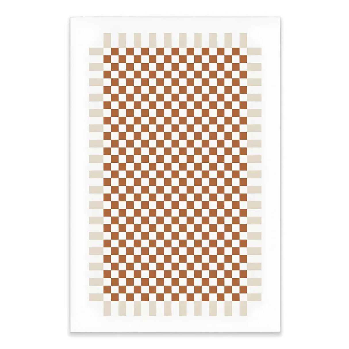 Brown Modern Checkered Polyester Non-Slip Area Rug Image - 3